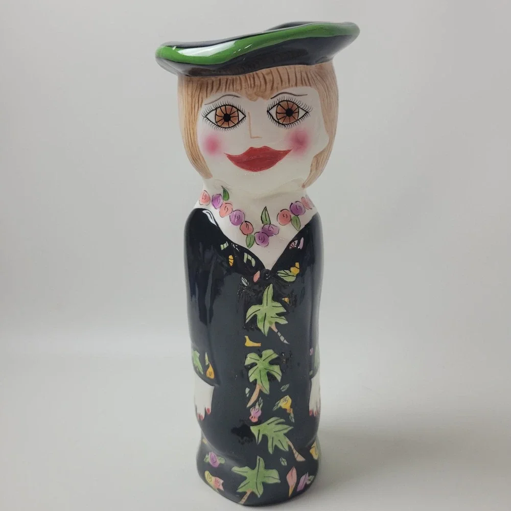 Bella Casa by Ganz Susan Paley Pearl Figural Bud Vase Ceramic Black Floral